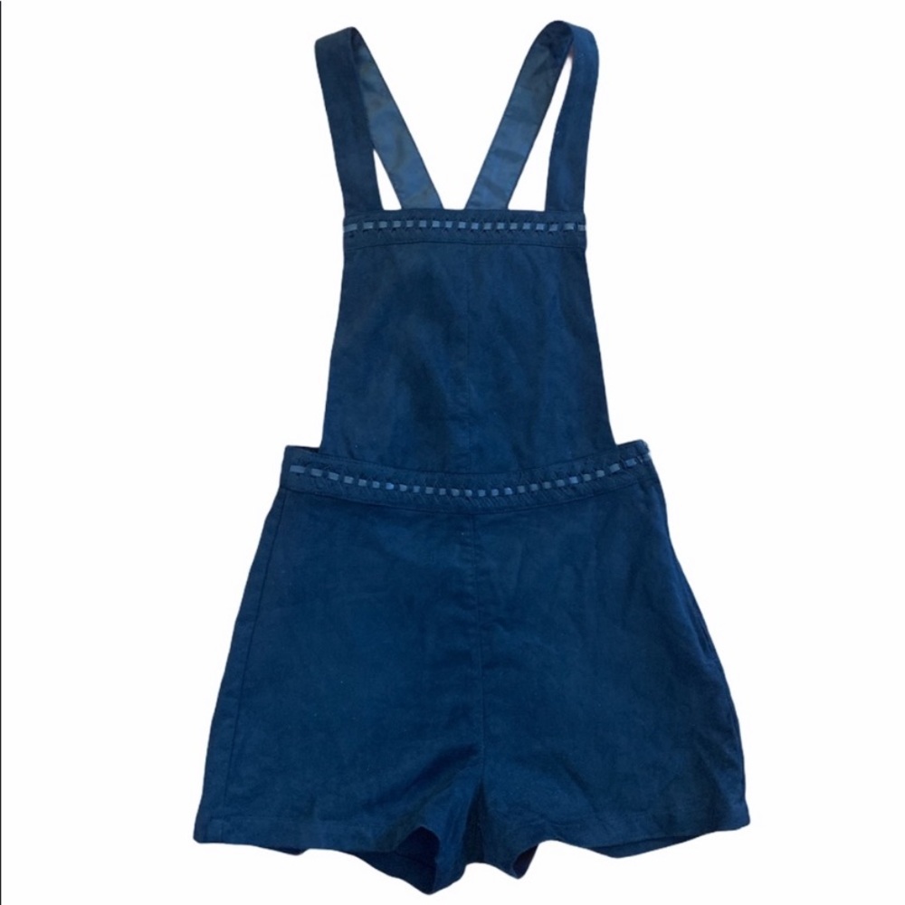Black Faux Suede Overalls